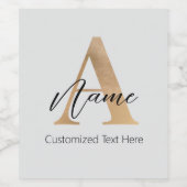 Moderne Mit Monogramm Erstklassigkeit und Name Per Weinetikett (Einzelnes Label)