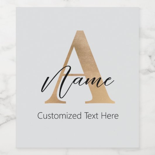 Moderne Mit Monogramm Erstklassigkeit und Name Per Weinetikett (Einzelnes Label)