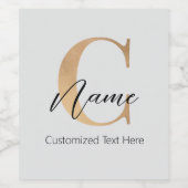 Moderne Mit Monogramm Erstklassigkeit und Name Per Weinetikett (Einzelnes Label)