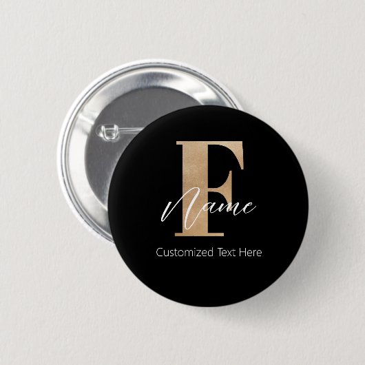 Moderne Mit Monogramm Erstklassigkeit von F & Name Button (Vorne & Hinten)