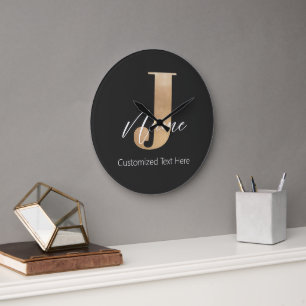 Moderne Mit Monogramm Erstklassigkeit von J & Name Große Wanduhr