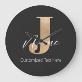Moderne Mit Monogramm Erstklassigkeit von J & Name Große Wanduhr (Vorderseite)