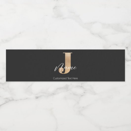 Moderne Mit Monogramm Erstklassigkeit von J & Name Wasserflaschenetikett (Einzelnes Label)