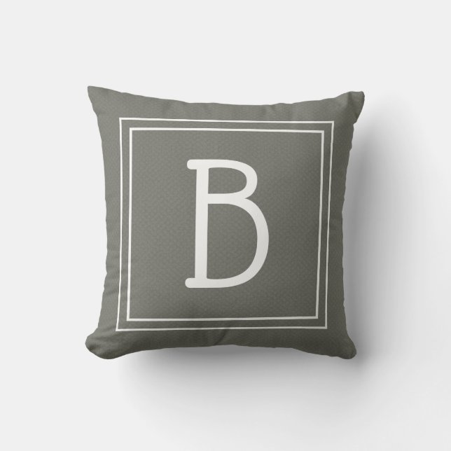 Moderne Mit Monogramm Familie Initial Stilgrün Kissen (Vorderseite)
