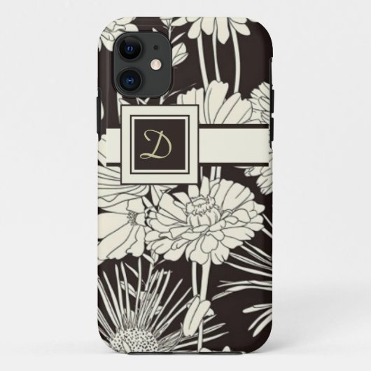 Moderne Mit Monogramm florale iPhone Case (Rückseite)