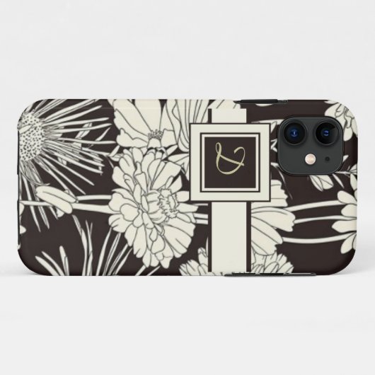 Moderne Mit Monogramm florale iPhone Case (Rückseite (Horizontal))