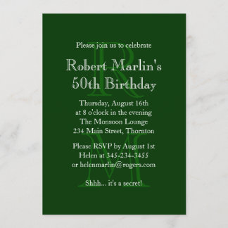Moderne mit Monogramm Geburtstags-Einladung (Grün) Einladung