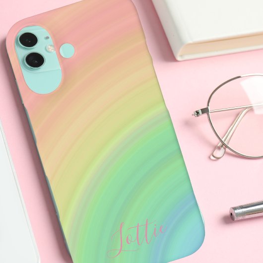 Moderne Mit Monogramm Girly Rainbow Gradient Case-Mate iPhone Hülle