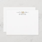 Moderne Mit Monogramm Gold Newlyweds Mitteilungskarte (Vorne/Hinten)