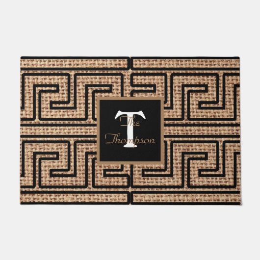 Moderne mit Monogramm Griechen-Schlangengrenze Fußmatte (Vorderseite)