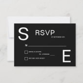 Moderne Mit Monogramm Hochzeit in Schwarz und Weiß RSVP Karte (Vorderseite)