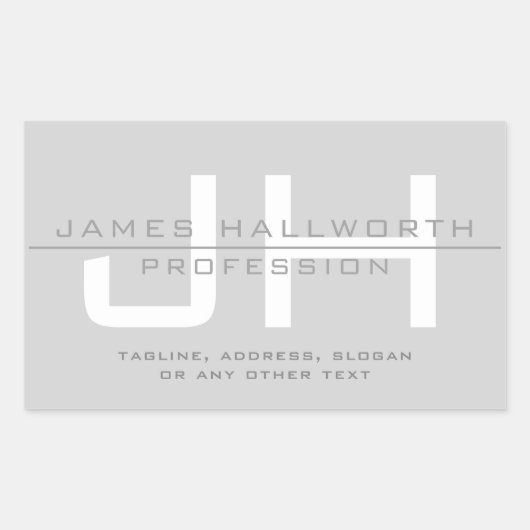 Moderne Mit Monogramm Initialen (oder andere Texte Rechteckiger Aufkleber (Vorderseite)