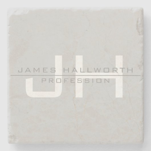 Moderne Mit Monogramm Initialen (oder andere Texte Steinuntersetzer (Vorderseite)