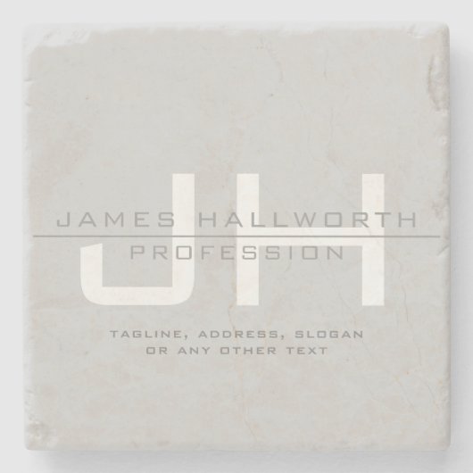 Moderne Mit Monogramm Initialen (oder andere Texte Steinuntersetzer (Vorderseite)