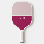 Moderne Mit Monogramm Initialen rosa Pickleball Schläger (Rückseite)