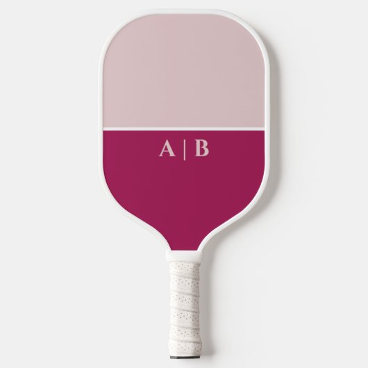 Moderne Mit Monogramm Initialen rosa Pickleball Schläger (Vorderseite)