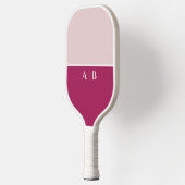 Moderne Mit Monogramm Initialen rosa Pickleball Schläger (Links)