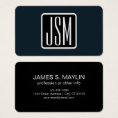 Moderne Mit Monogramm Initialen | Schwarz und Weiß (Vorne & Hinten)