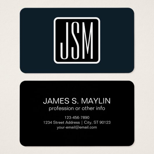 Moderne Mit Monogramm Initialen | Schwarz und Weiß (Vorne & Hinten)