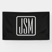 Moderne Mit Monogramm Initialen | Schwarz und Weiß Banner (Horizontal)