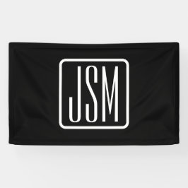 Moderne Mit Monogramm Initialen | Schwarz und Weiß Banner