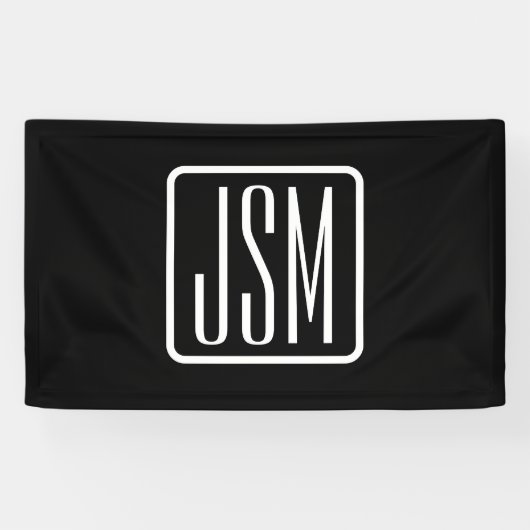 Moderne Mit Monogramm Initialen | Schwarz und Weiß Banner (Horizontal)