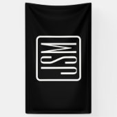 Moderne Mit Monogramm Initialen | Schwarz und Weiß Banner (Vertikal)