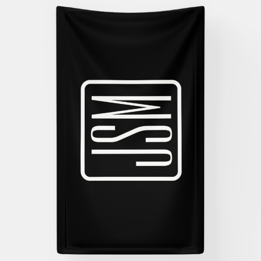 Moderne Mit Monogramm Initialen | Schwarz und Weiß Banner (Vertikal)
