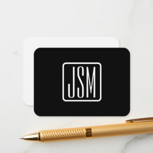 Moderne Mit Monogramm Initialen   Schwarz und Weiß Begleitkarte