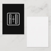 Moderne Mit Monogramm Initialen | Schwarz und Weiß Begleitkarte (Vorne/Hinten)