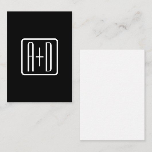 Moderne Mit Monogramm Initialen | Schwarz und Weiß Begleitkarte (Vorne/Hinten)