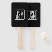 Moderne Mit Monogramm Initialen | Schwarz und Weiß Fächer (Vorne und Hinten)