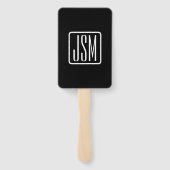 Moderne Mit Monogramm Initialen | Schwarz und Weiß Fächer (Rückseite)