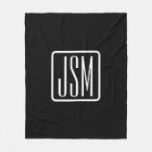 Moderne Mit Monogramm Initialen | Schwarz und Weiß Fleecedecke (Vorderseite)