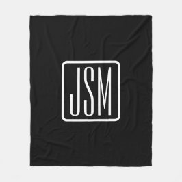 Moderne Mit Monogramm Initialen | Schwarz und Weiß Fleecedecke