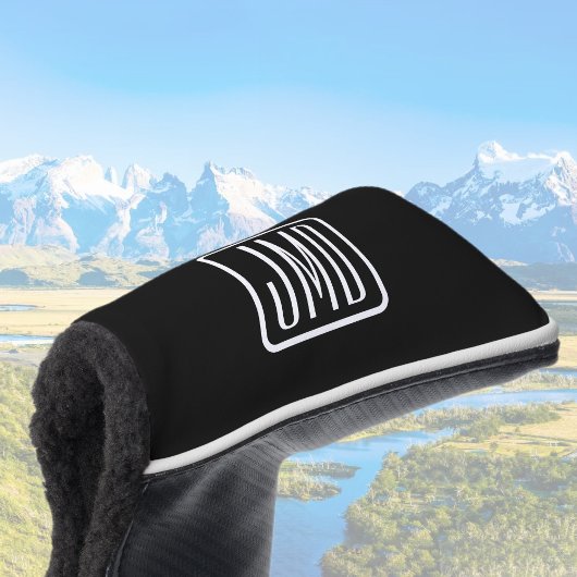 Moderne Mit Monogramm Initialen | Schwarz und Weiß Golf Headcover