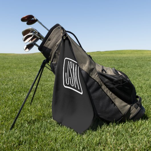 Moderne Mit Monogramm Initialen | Schwarz und Weiß Golfhandtuch (Gras)