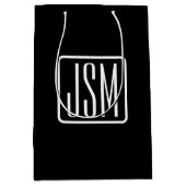Moderne Mit Monogramm Initialen | Schwarz und Weiß Mittlere Geschenktüte (Vorderseite)