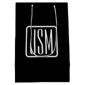 Moderne Mit Monogramm Initialen | Schwarz und Weiß Mittlere Geschenktüte (Rückseite)