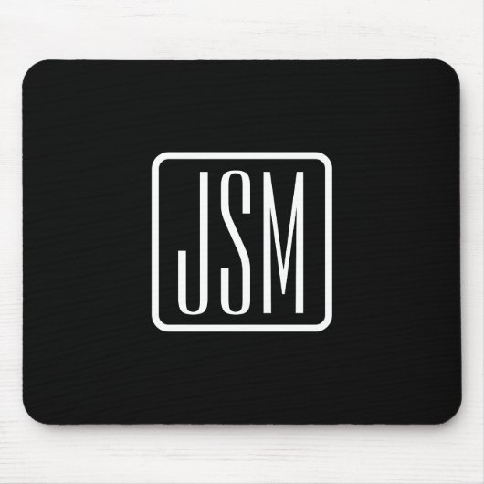 Moderne Mit Monogramm Initialen | Schwarz und Weiß Mousepad (Vorne)