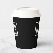Moderne Mit Monogramm Initialen | Schwarz und Weiß Pappbecher (Links)