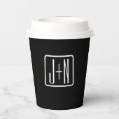 Moderne Mit Monogramm Initialen | Schwarz und Weiß Pappbecher (Rückseite)