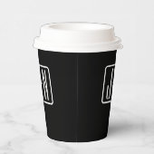 Moderne Mit Monogramm Initialen | Schwarz und Weiß Pappbecher (Rechts)