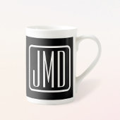 Moderne Mit Monogramm Initialen | Schwarz und Weiß Porzellantasse