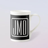 Moderne Mit Monogramm Initialen | Schwarz und Weiß Porzellantasse