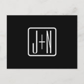 Moderne Mit Monogramm Initialen | Schwarz und Weiß Postkarte (Vorderseite)