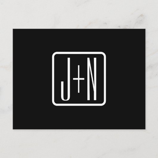 Moderne Mit Monogramm Initialen | Schwarz und Weiß Postkarte (Vorderseite)