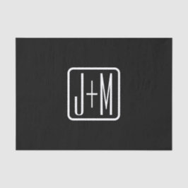 Moderne Mit Monogramm Initialen | Schwarz und Weiß Seidenpapier