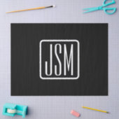 Moderne Mit Monogramm Initialen | Schwarz und Weiß Seidenpapier (Basteln)