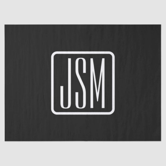 Moderne Mit Monogramm Initialen | Schwarz und Weiß Seidenpapier (Vorderseite)